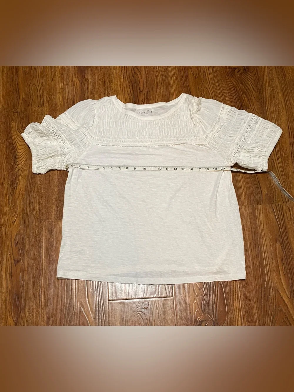 LOFT Lace Yoke Puff Sleeve Blouse Size XL